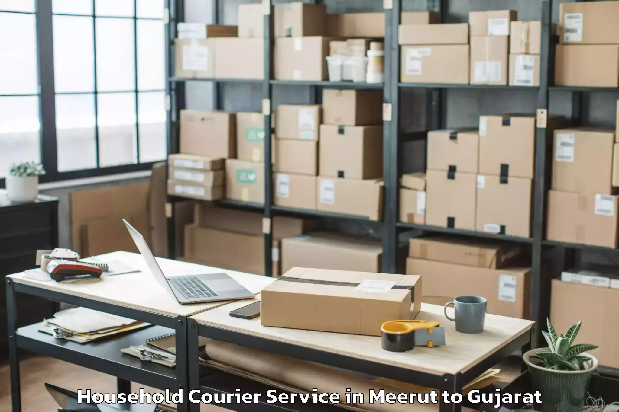 Top Meerut to Gandhidham Household Courier Available